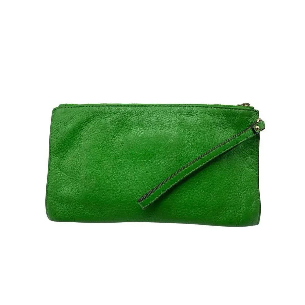Michael Kors Fulton Pebbled Leather‎ Wristlet Green